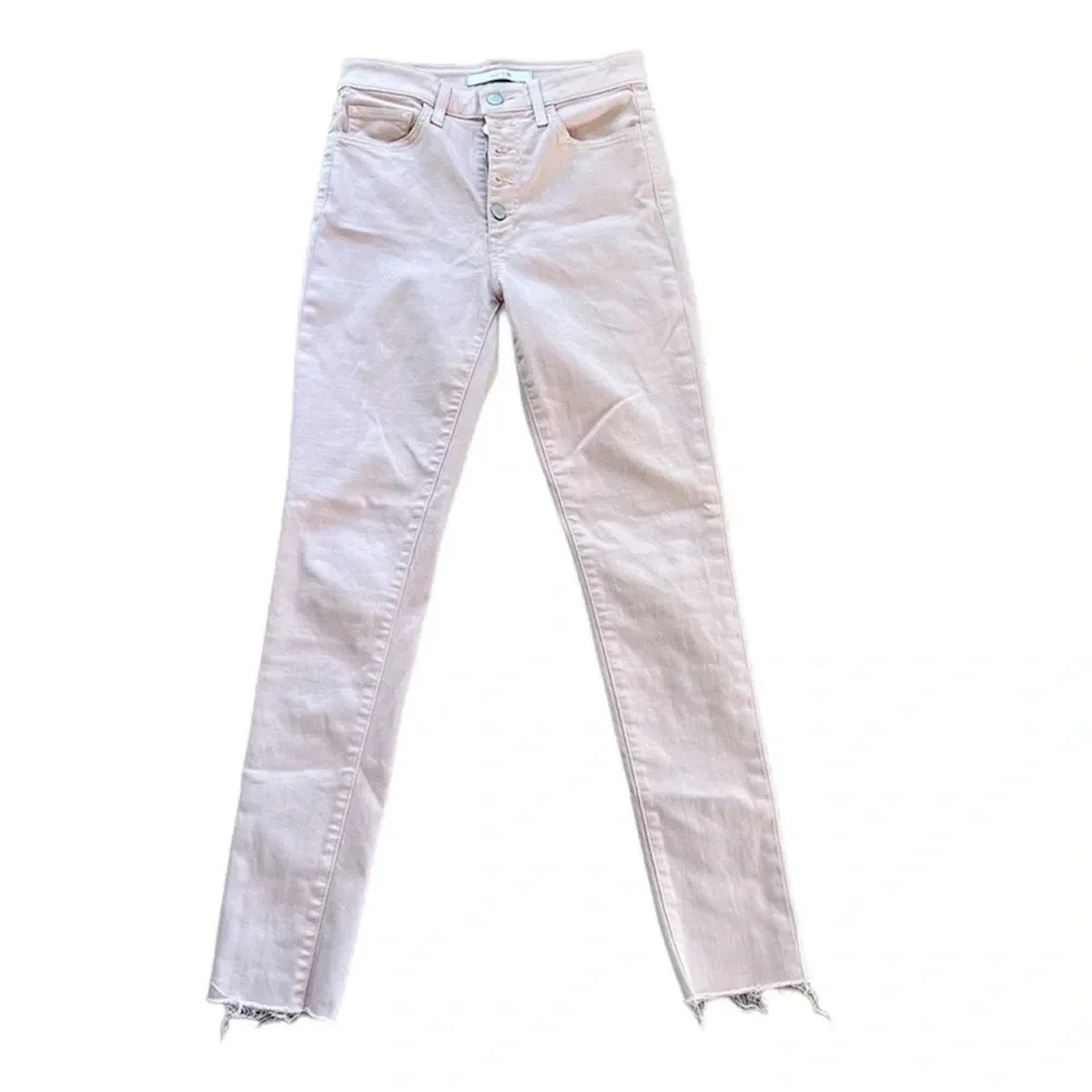 Joe's Jeans The Charlie High Rise Skinny Ankle Raw Edge Petal Pink Jeans Sz 26